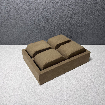 Warna Kopi 12 Slot Microfiber Tampilan Jam Tangan Perhiasan Organizer Mewah