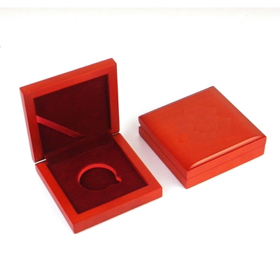Kotak Koin Peringatan ROHS 100 * 100 * 30mm Kotak Koleksi Koin Kertas Kulit Imitasi MDF