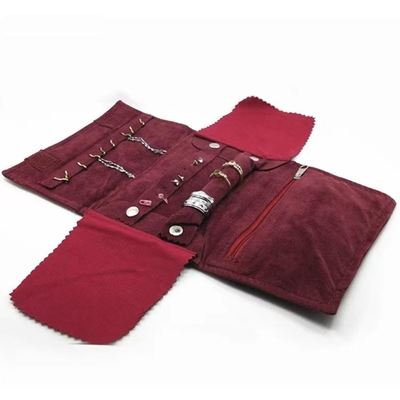 Ukuran Kustom PU Travel Jewelry Organizer Roll 8.1 ''* 0.8''* 5.9''
