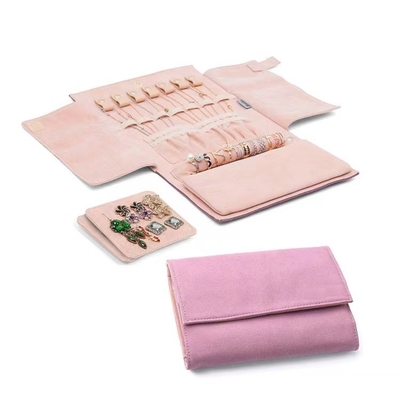 Silk Screen Travel Jewelry Organizer Roll Wanita Microfabric Lipat Perhiasan Organizer