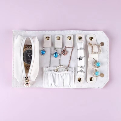 PU Cincin Anting-Anting Perjalanan Perhiasan Organizer Roll Up Kalung Organizer Untuk Wanita