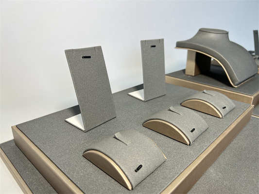 Toko Counter Gray Jewelry Trays Menampilkan Alat Peraga Cincin Kalung Bangle Display Rack