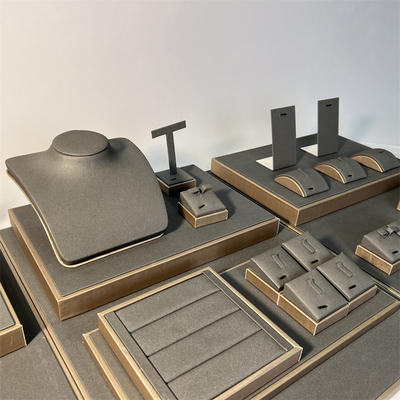 Toko Counter Gray Jewelry Trays Menampilkan Alat Peraga Cincin Kalung Bangle Display Rack