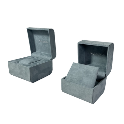 High End Blue Microfiber Luxury Jewelry Packaging Boxes Buram Square Watch Gift Boxes
