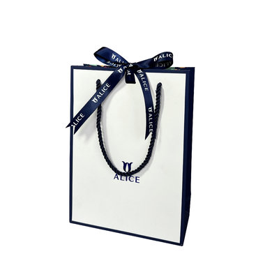 Logo Disesuaikan Tas Hadiah Kertas Putih Biru Perhiasan Untuk Belanja