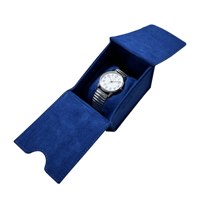 Tampilan Jam Tangan Mewah Suede Biru Khusus