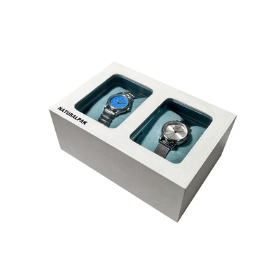 PU Watch Box Gift Packaging Gumpalan Sutra Di Dalam Kotak Jam Permukaan Kulit Dengan Bantal