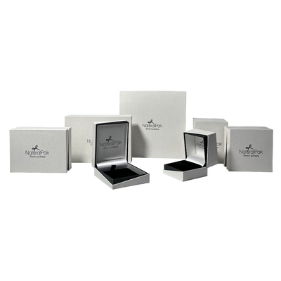 Off White Pendant Ring Kemasan Kotak Clamshell PU Jewellery Gift Box