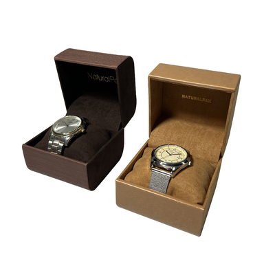 Kotak Kemasan Jam Tangan Kulit Kulit Tekstur Kayu Kotak Hadiah Tali Jam