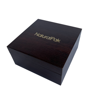 Kotak Kemasan Kertas Kayu Anggur Merah Kustom Silver Metal Logo Watch Set Box
