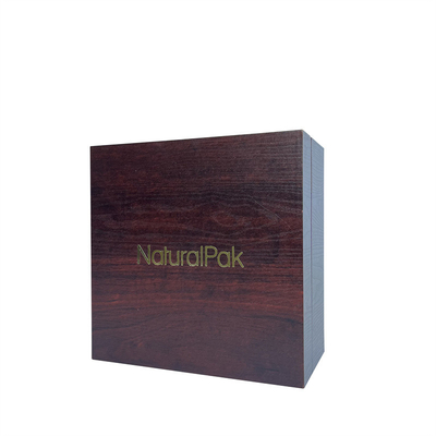 Kotak Kemasan Kertas Kayu Anggur Merah Kustom Silver Metal Logo Watch Set Box