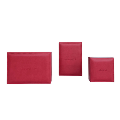 Kotak Karton Persegi Dua Potong Gaya Vintage Kotak Koin Merah Dengan Bagian Dalam Krim
