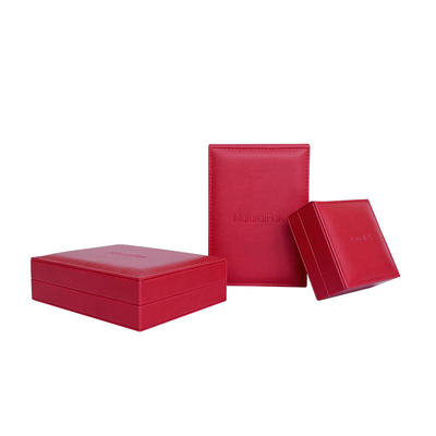 Kotak Karton Persegi Dua Potong Gaya Vintage Kotak Koin Merah Dengan Bagian Dalam Krim
