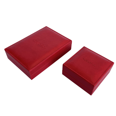 Kotak Karton Persegi Dua Potong Gaya Vintage Kotak Koin Merah Dengan Bagian Dalam Krim