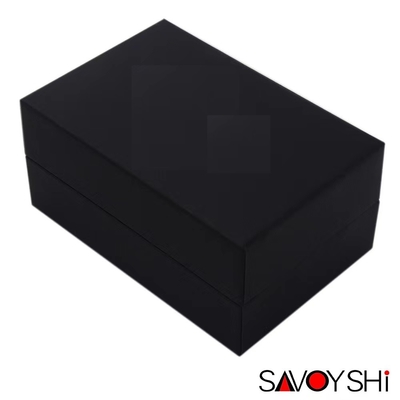 Black Leatherette Gifts Packing Boxes Cufflink Boxes Packaging Dengan Elastis