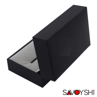 Black Leatherette Gifts Packing Boxes Cufflink Boxes Packaging Dengan Elastis