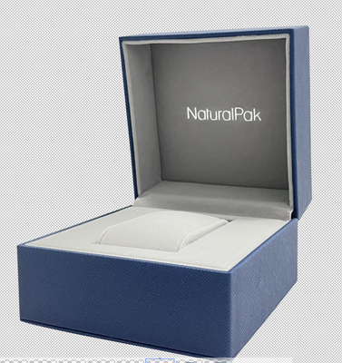 LUXURY BLUE PU H ROLL Cushion Watch Packaging Box Grey Velvet Inside