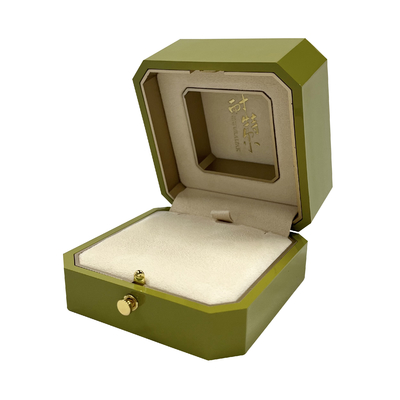 Green Spray Painted Ring Luxury Jewelry Case Dengan Bentuk Segi Delapan