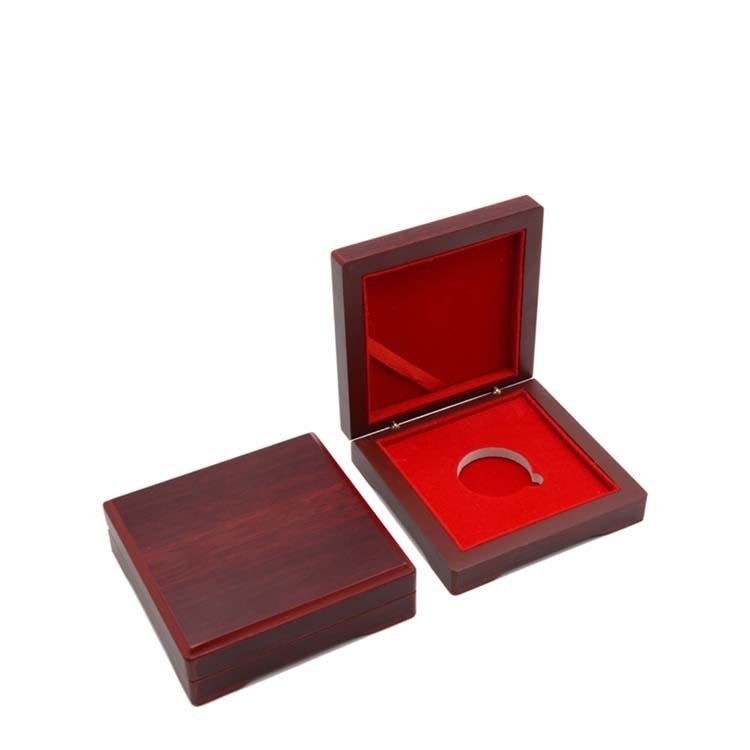 Kotak Koin Peringatan ROHS 100 * 100 * 30mm Kotak Koleksi Koin Kertas Kulit Imitasi MDF