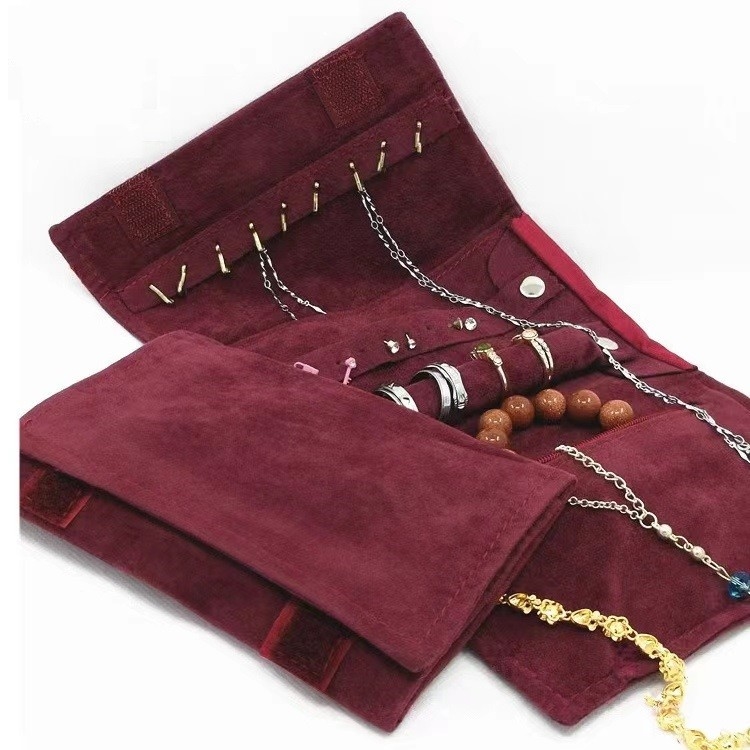 Ukuran Kustom PU Travel Jewelry Organizer Roll 8.1 ''* 0.8''* 5.9''